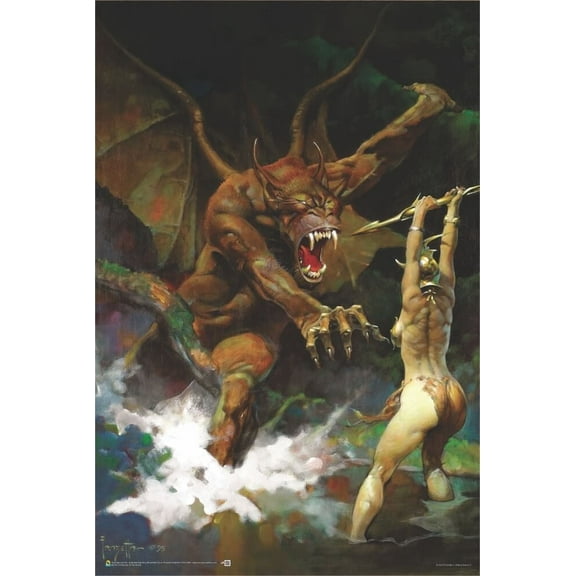 Beauty and The Beast by Frank Frazetta Non-Flocked Blacklight Poster 24" x 36"