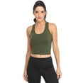 thumbnail image 3 of Cotton Workout Crop Top for Women Racerback Yoga Tank Tops Athletic Sports Shirts Exercise Undershirts 2 Pack Olive Pink M, 3 of 5