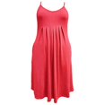 thumbnail image 5 of WTOBBY Women's Plus Size Casual Solid Color Round Neck Sleeveless Pleated Camisole Dress with Pocket, Flowy and Comfortable Fit for Everyday Wear, Fashionable and Breathable Design,Watermelon Red XL, 5 of 5