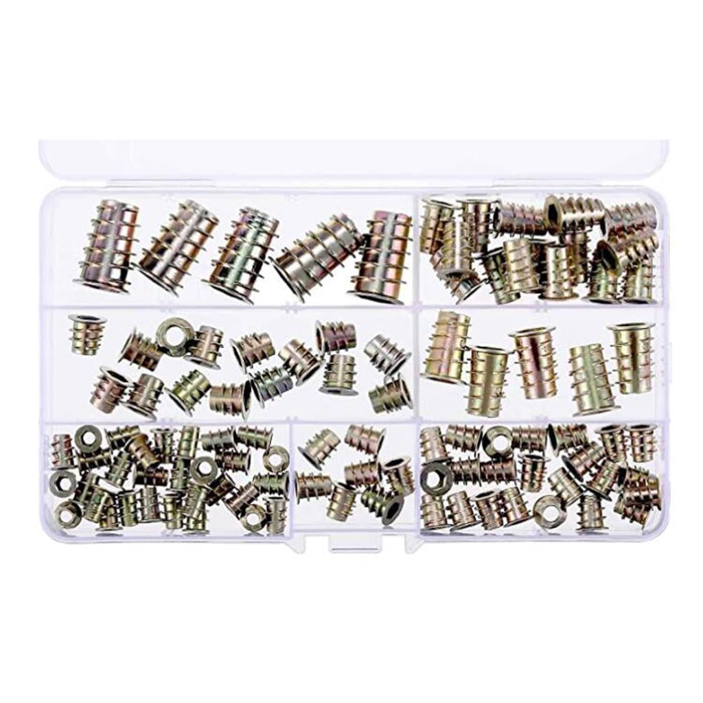 FVDPWYE 100x Lot Self-Tapping Insert Nuts Metal Screw Nuts For Furniture Wood Hardware