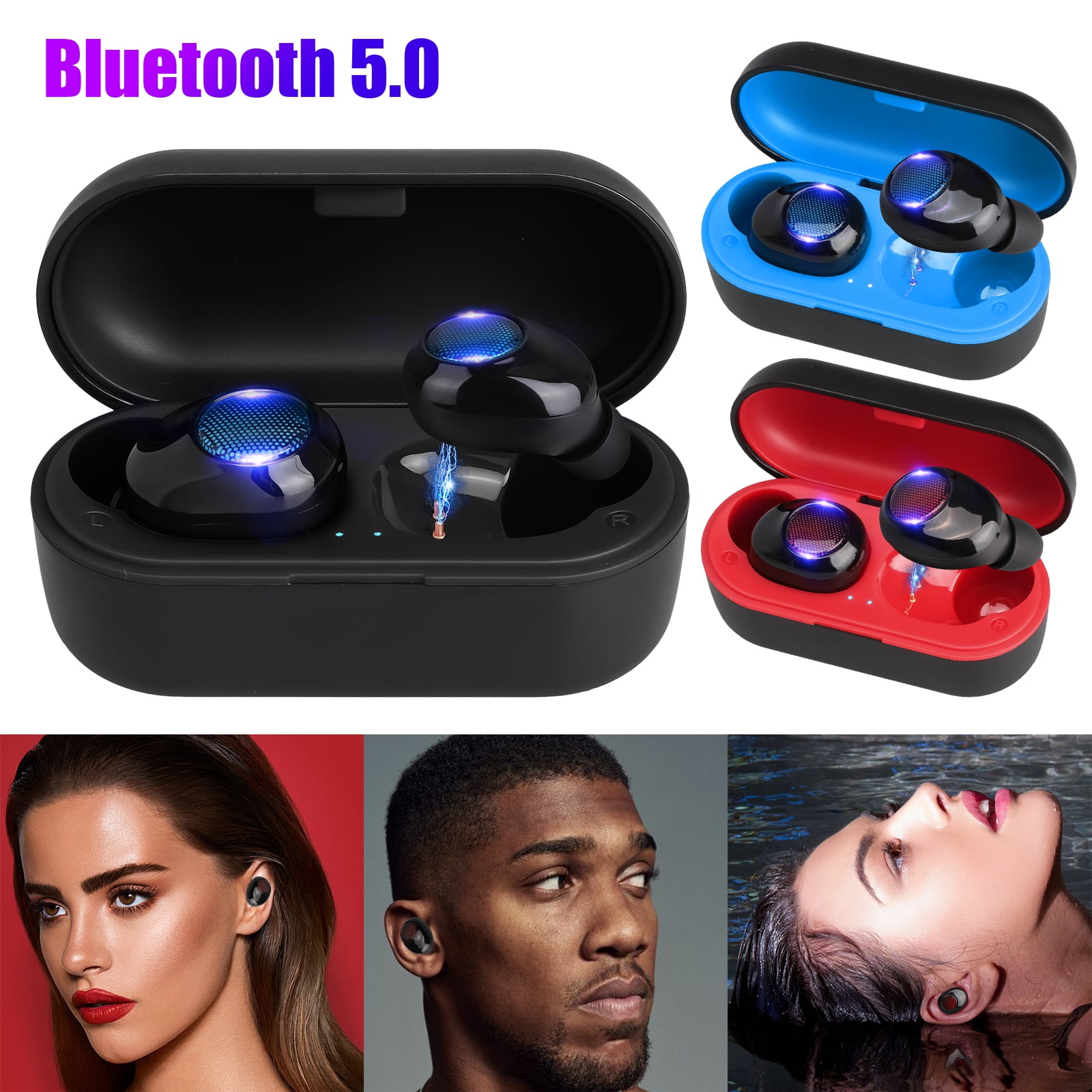 True Wireless Bluetooth 5.0 Earbuds, EEEKit in-Ear Mini Stereo Headphones IP67 Waterproof Sports Earphones with Noise Cancelling Mic, Charging Box for Gym Jogging Sports