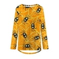 thumbnail image 5 of Odeerbi Halloween Vintage Graphic Shirts for Women Long Sleeve Retro Blouse Summer Fashion Casual Print Round Neck Loose T-shirt Tops Orange, 5 of 5