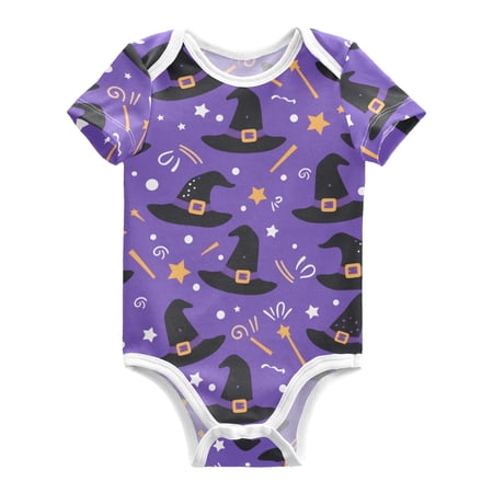 Magic Hat Pattern Baby Bodysuits 100% Cotton Short Sleeve for 0-24 Months Baby Golf Outfit 3Months