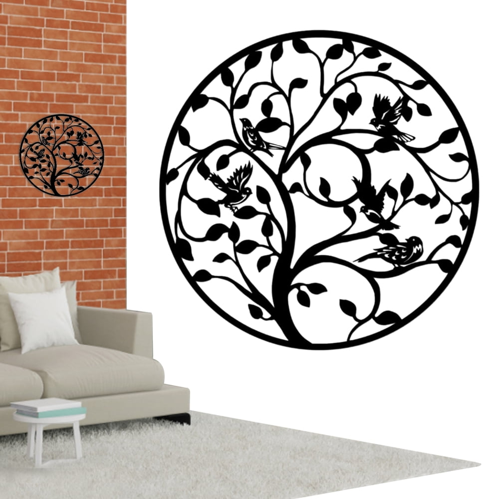 TreeofLife Wall Art Large Round Silhouette Art Wall Plaque for Living