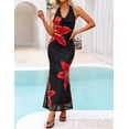 thumbnail image 2 of Vestido ZESICA 2025 de verano con cuello halter y estampado floral, largo, talla M, 2 of 8