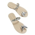 thumbnail image 2 of Women's Rhinestone Slide Flat Sandals Dresssy - Casual Toe Ring Slide Sandal -Cute Slip On Flip Flop Thong Sandals - Spring Summer Shoes, 2 of 6