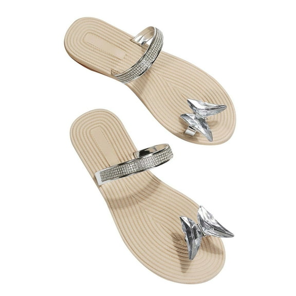 GERsome Women's Rhinestone Flip Flops Flat Sandals Slip on Open Toe Slide Sandals