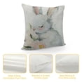 thumbnail image 4 of YINGXI  Square Pillow Cover Cute Cartoon Grey Baby and Mother Bunnies with White Flower and Leaf Watercolor Throw Cushion Covers for Couch Chair Bedroom 12x12in, 4 of 5