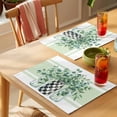 thumbnail image 4 of Summer Botanical Placemats Set of 1, Watercolor Eucalyptus Leaves Black Lattice Green Stripe Non-Slip Place Mats Washable Table Mats for Kitchen Dining Table Decorations Indoor/Outdoor, 4 of 9