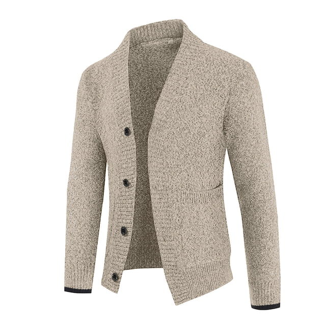 Hombres Casual Sólido Manga larga Cardigan Botón Suéter Top Blusa Pompotops oipoqjl26655