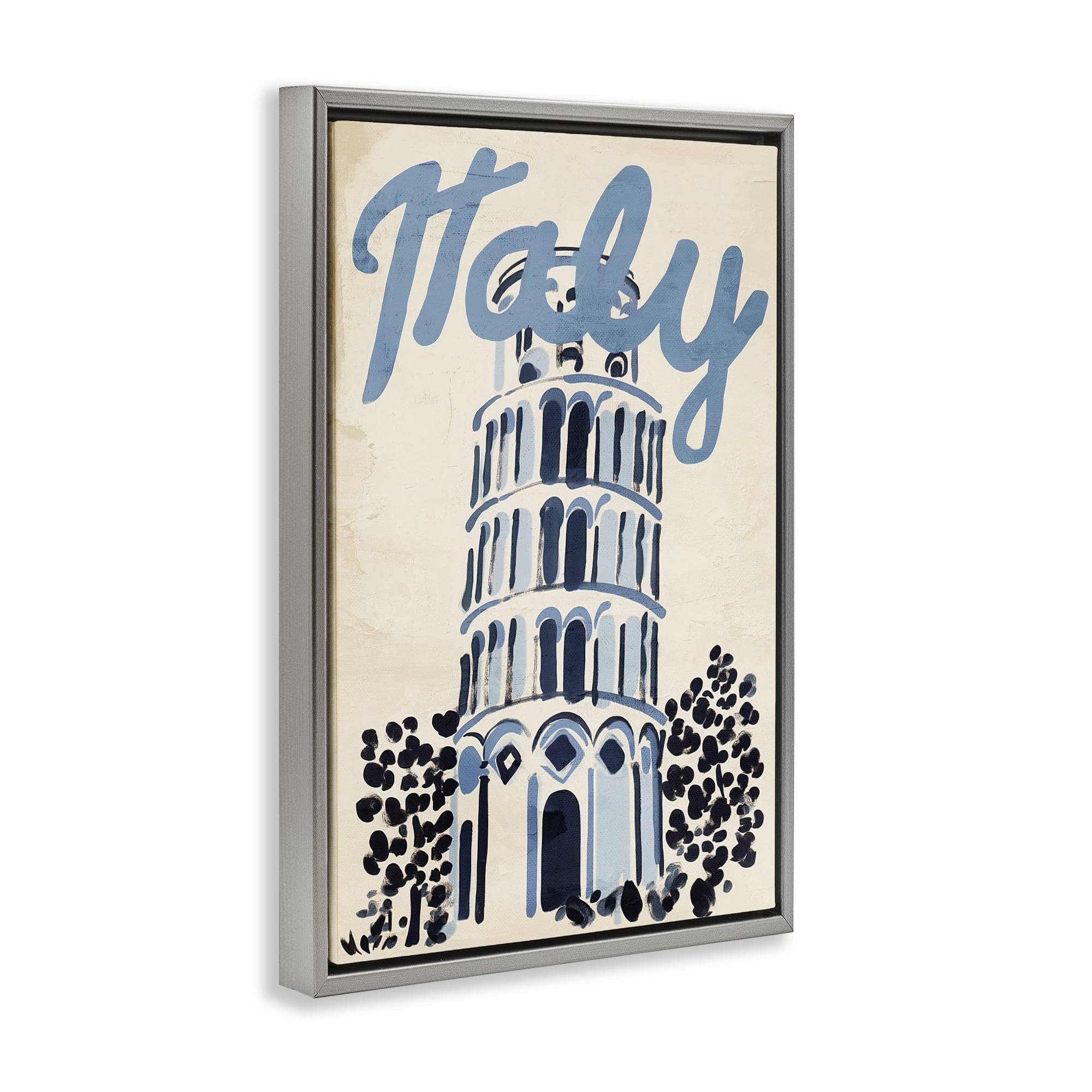 Stupell Industries Blue & Beige Italy Travel Gray Framed Floater Canvas Wall Art, design by Annabelle Hall
