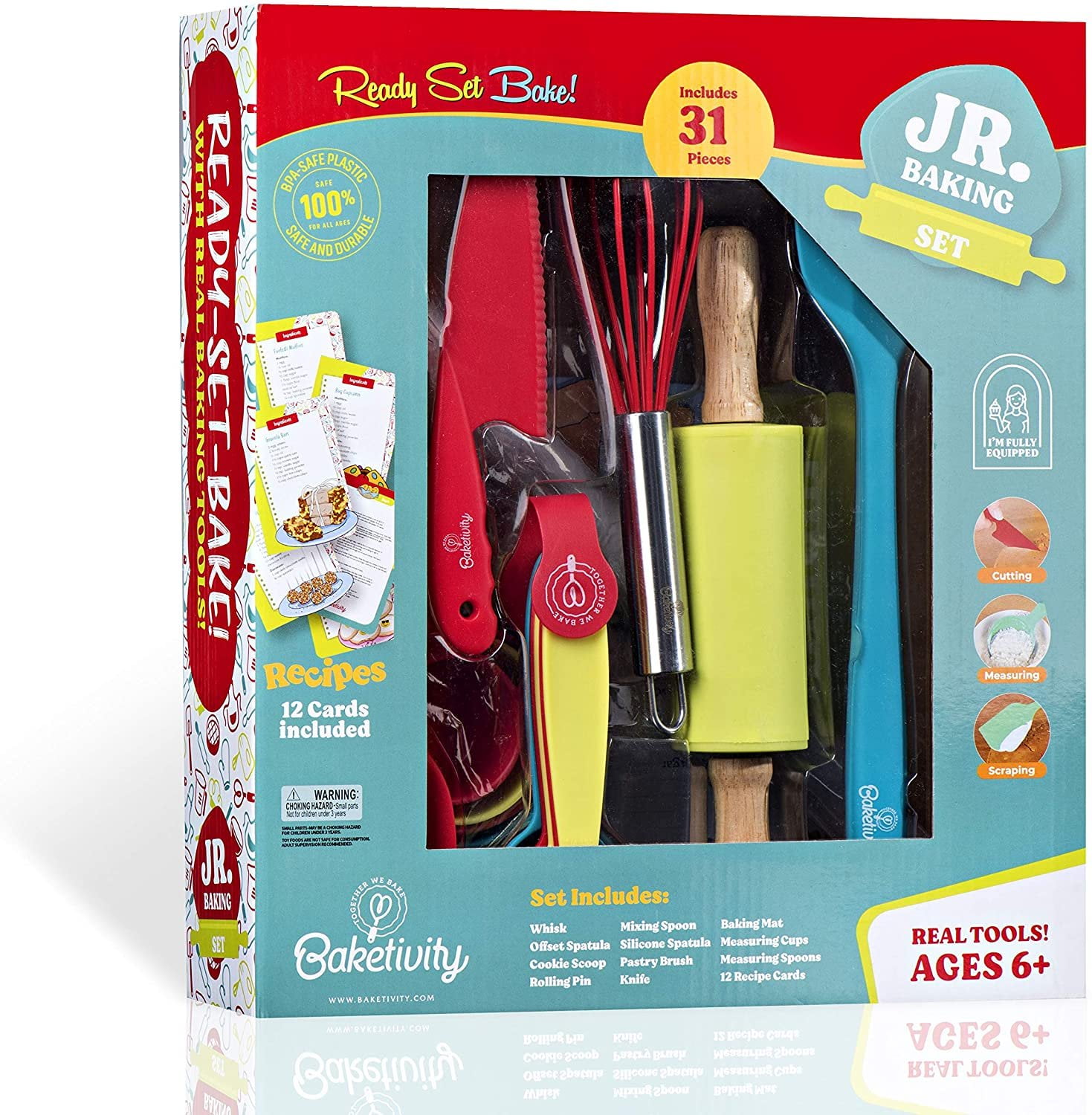 Baketivity 19Piece Kids Baking Set with 12 Free Recipe Cards