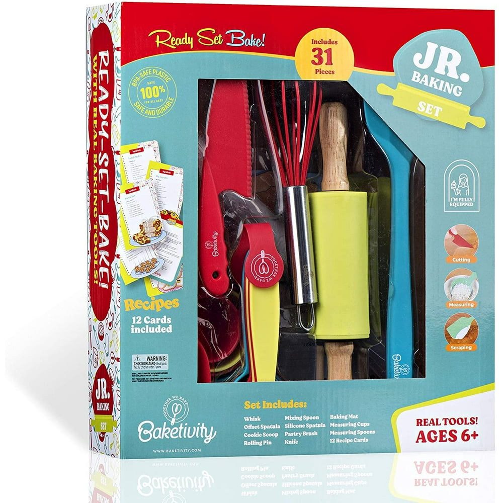 Baketivity 19Piece Kids Baking Set with 12 Free Recipe Cards