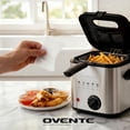 thumbnail image 3 of OVENTE 1.5 Liter Electric Deep Fryer FDM1501BR Charcoal and Oil Vapor Replacement Filter Set Pack of 3, White and Black ACPFDM1503, 3 of 7