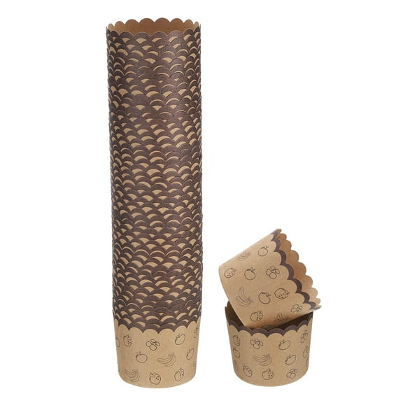 50Pcs Paper Baking Cups 6oz Brown Kraft Paper Muffins Liners Cupcake Bulk Wrappers Fruit