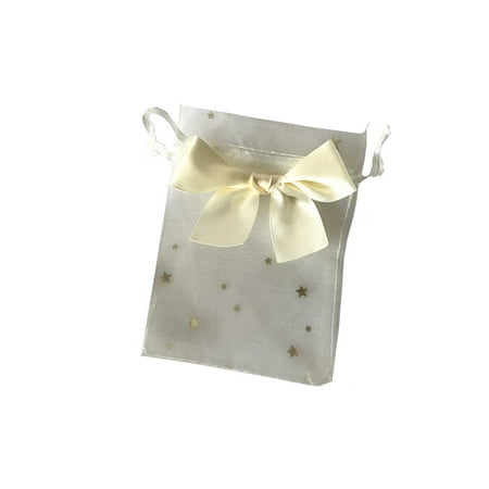 

Profit 30Pcs Tulle Bag Exquisite Drawstring Pouch Storage Yam Bags Soap Pouches Bowknot String Candy Pocket Packaging Wedding champagne 11*16cm