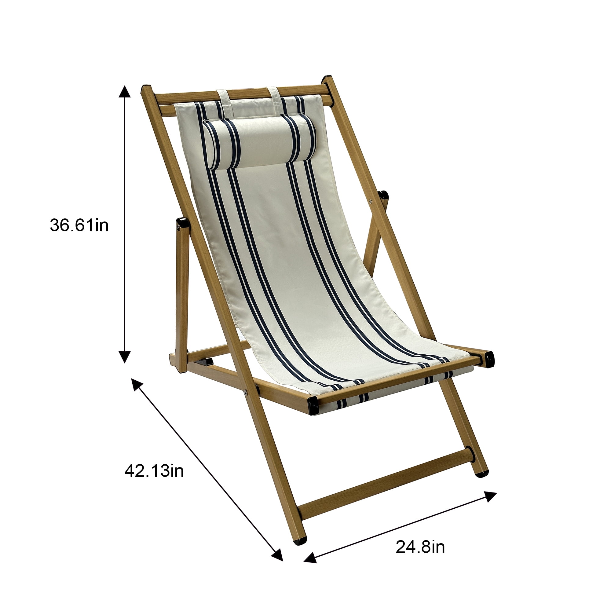 (2 pack) Mainstays Resort Sling Fabric Chair, Beige & Blue Stripe