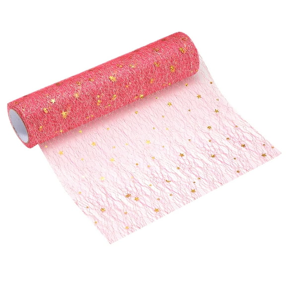 Uxcell Bright Red Table Runner Roll, 11" x 30 Feet Sequin Foil Metallic Mesh Decoration
