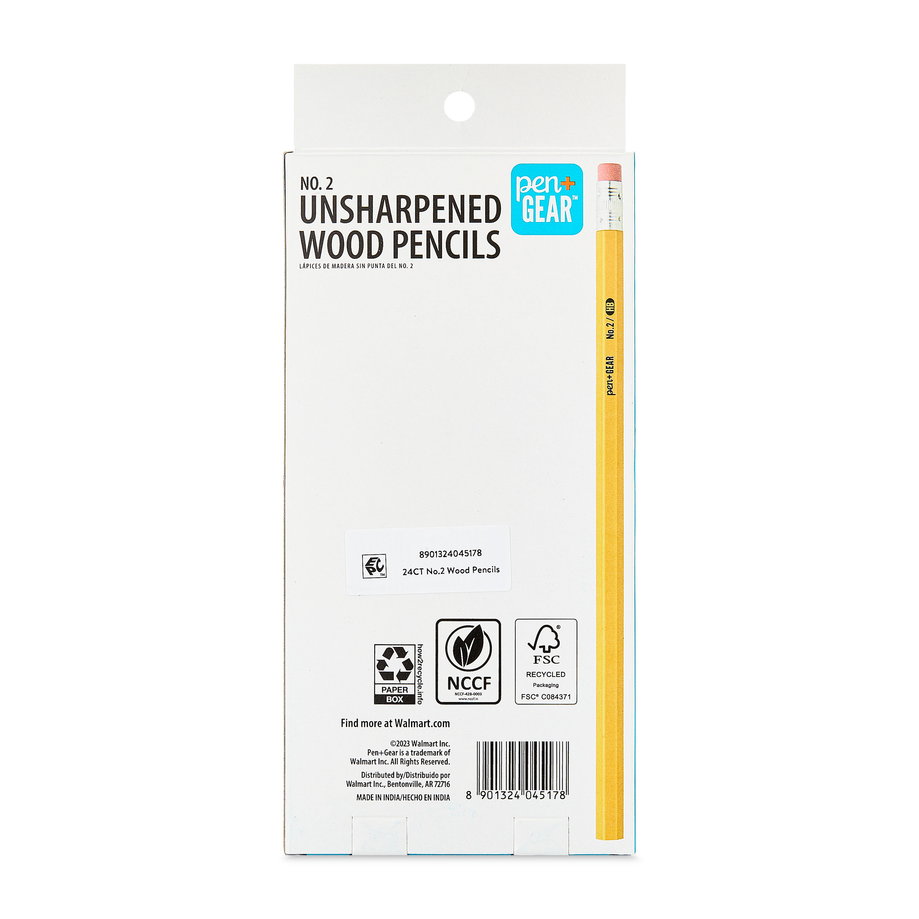 (4 pack) Pen+Gear #2 HB Unsharpened Wood Pencils, Yellow, 24 Count