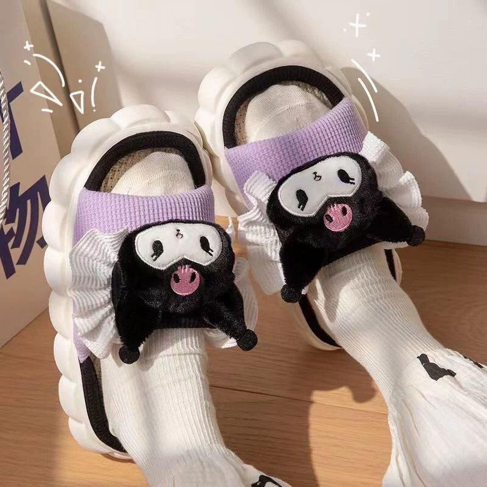 2023 New Thick Soled Non-Slip Cartoon Slippers Kawaii Sanrio Hello Kitty  Cinnamoroll Kuromi Anime Cute Indoor Home Slippers 