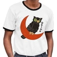 thumbnail image 2 of Vintage Halloween Owl Ringer Tee Shirt Unisex X-Large White/Black, 2 of 5