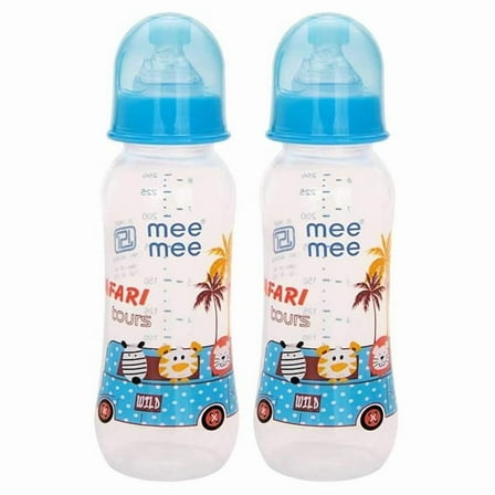 Mee Mee Baby Feeding Bottle 250ml |BPA-Free Baby Milk Bottle with Eazy Flo Technology (Sky Blue, Pack of 2)