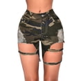 thumbnail image 2 of Women's Ripped Denim Shorts Destroyed Mid Rise Stretchy Bermuda Short Jeans Biker Shorts, 2 of 5