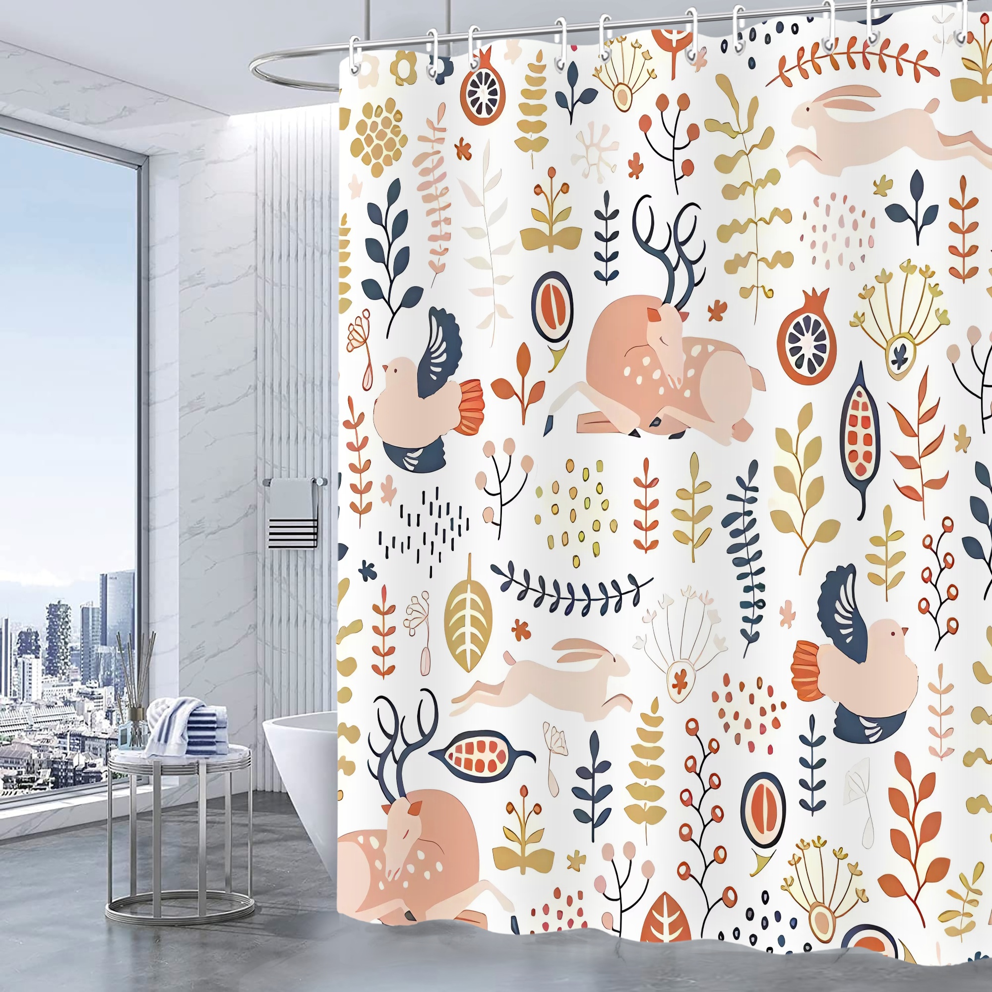 FABOTD Shower Curtain Wildlife Shower Curtain Boho Shower Curtains for