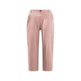 thumbnail image 2 of HOOJT Clearance!3/4 Trousers for Women Cropped Linen Trousers Lightweight Solid Color Capri Pants Summer Comfy Loose Lounge Pants Elasticated Waist Beach Bottoms with Pockets, 2 of 3