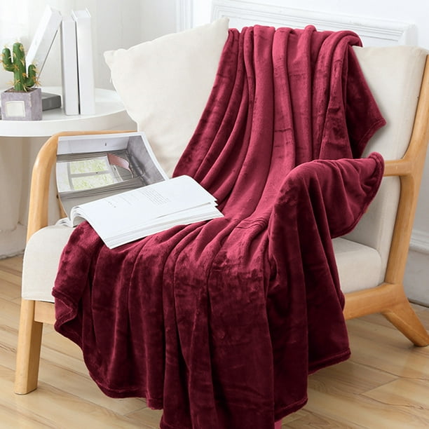 Frazada Manta de franela de terciopelo rojo,suave,a cuadros,para sofá o cama,para todas las estaciones (1 pieza). Rkxzt