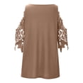 thumbnail image 5 of Giftesty Womens Plus Size Clearance Women Casual Lace Half Sleeve V-Neck Zipper Hollow Out T-Shirt Blouse Tops, 5 of 8