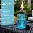 thumbnail image 3 of Seraphic Table Top Citronella Torches for Outdoor Patio, 16oz Decorative Glass Torch Citronella Oil Candles for Outside Deck, Garden, Parties, Set of 3, Blue, 3 of 11