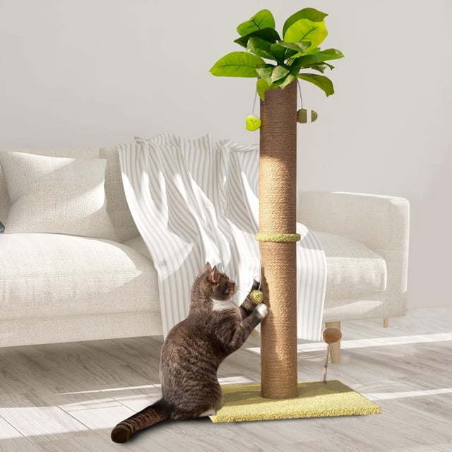 Tall Cat Scratching Post Large Cat Scratch Post for Indoor Cats with Durable Natural Sisal Rope Scratcher Post Tree Kitten Interactive Toy, scratching post for indoor cats