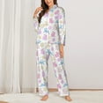 thumbnail image 3 of Wukai Easter Colorful Rabbit Print Women's Pajama Set - Soft Long Sleeve Sleepwear for Comfort and Style-Large, 3 of 9