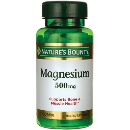 4 Pack - Nature's Bounty Magnesium 500 mg Tablets 100 Tablets Each