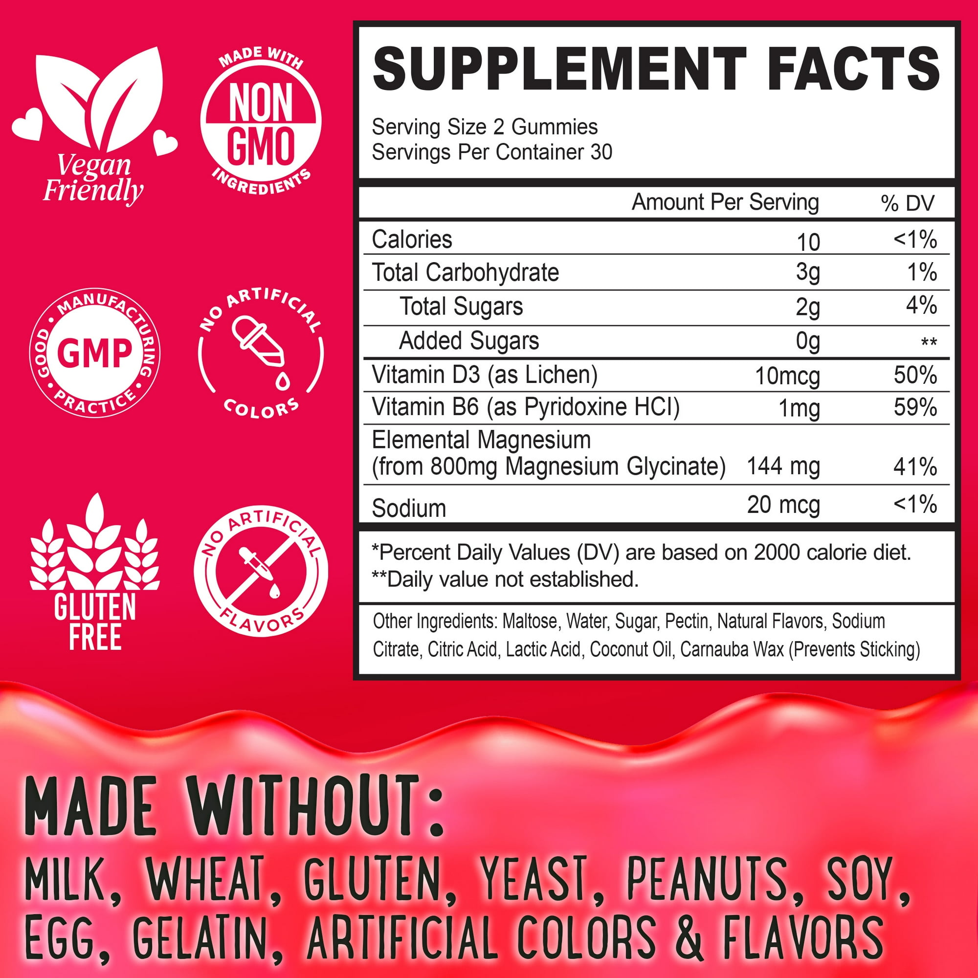 Center-Filled Magnesium Glycinate Gummies 400MG - High Absorption for Kids, Teens & Adults - Supplement for Sleep, Calm & Muscle Relaxation with B6 & D3 - Gluten Free & Vegan Friendly - 60 Count