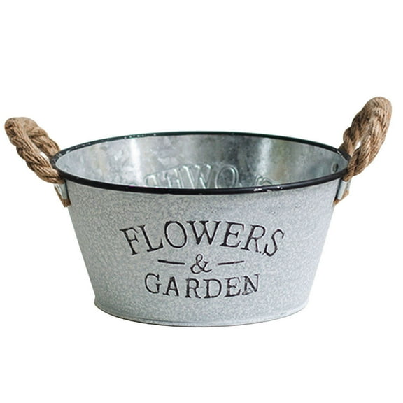 Milisten Vintage Metal Tin Bucket 1-Pack Round Flower Pot Container for Storage and Decoration