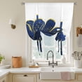 thumbnail image 2 of Tie Up Curtains for Windows Navy Blue Watercolor Floral Valance Adjustable Balloon Curtain Golden Lines Tie Up Shades for Kitchen Living Room Bedroom Privacy Curtain Drape 34x45 Inch, 2 of 9
