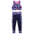 thumbnail image 4 of inhzoy Kids Girls 2 Pieces Athletic Crop Top with Sports Leggings Yoga Gymnastics Activewear Workout Sweatsuit Rose_Red 4, 4 of 7