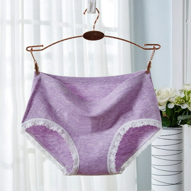 Women Panty Fashion Cotton 3 Pairs Solid Color Mid Waist Underwear