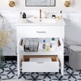 thumbnail image 2 of 30-Inch Bathroom Vanity with Ceramic Sink, Storage Cabinet Bathroom Sink Vanity with 1 Drawer and 2 Doors for Small Bathrooms, White, 2 of 5