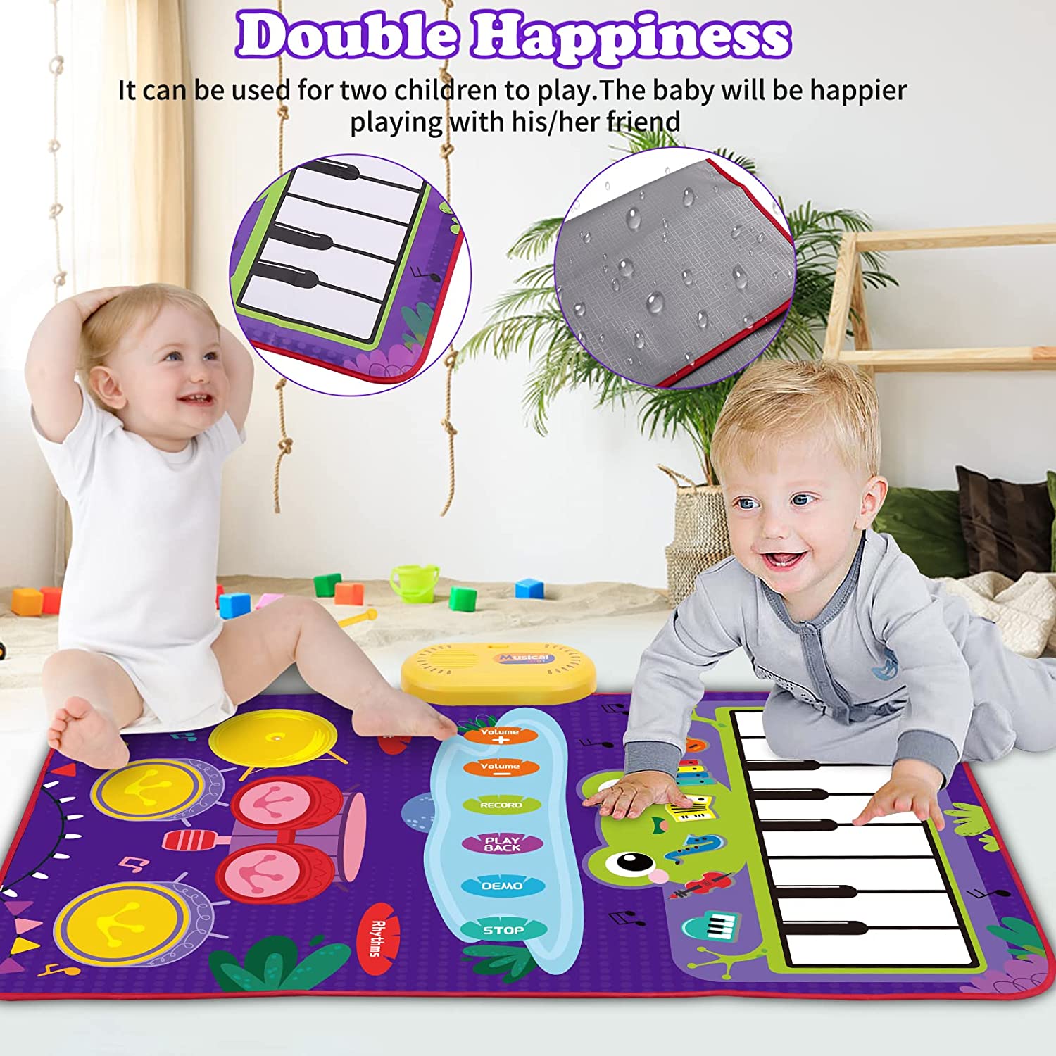Yiomxhi Baby Toys 12-18 Months,2 in 1 Piano Mat & Drum Mat,Learning Toys,Baby Toys for 1 Year Old,Sensory Toys for Toddlers,Gifts for 1 Year Old Boys,Girls,Twins,Birthday Gifts, Christmas Gift