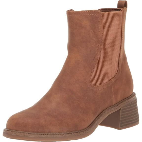 Dr. Scholl's Womens Redux Mid Calf Block Heel Boot Honey Brown Smooth 9.5M