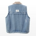 thumbnail image 4 of Men's Sherpa Lined Denim Vest Warm Winter Sleeveless Jacket with Fleece Interior and Pockets, 4 of 6