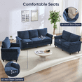 thumbnail image 5 of BALUS Modern 3 Pieces of Loveseat and Sofa Set, Chenille Fabric and Solid Wood Frame, Sectional Sofa Set for Living Room, Blue, 5 of 7