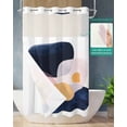 thumbnail image 2 of No Hook Shower Curtains with Snap in Liner, Navy Blue Yellow Pink Waterproof Fabric Shower Curtain, Modern Abstract Art Geometric Double Layers & See-Through Top Window Bathroom Curtains 36''x72'', 2 of 6