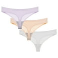 thumbnail image 2 of HVOBTTY Breathable Panties for Women, Underwear Women Pack, 3PC Women's Summer Seamless Breathable Thong Low Waisted Underwear WhiteE, L, 2 of 3