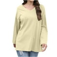 thumbnail image 2 of Ounisa Womens Plus Size Long Sleeve Shirts V Neck Basic Tee Tops Loose Fit Fall Outfits for Women S-2XL, 2 of 8
