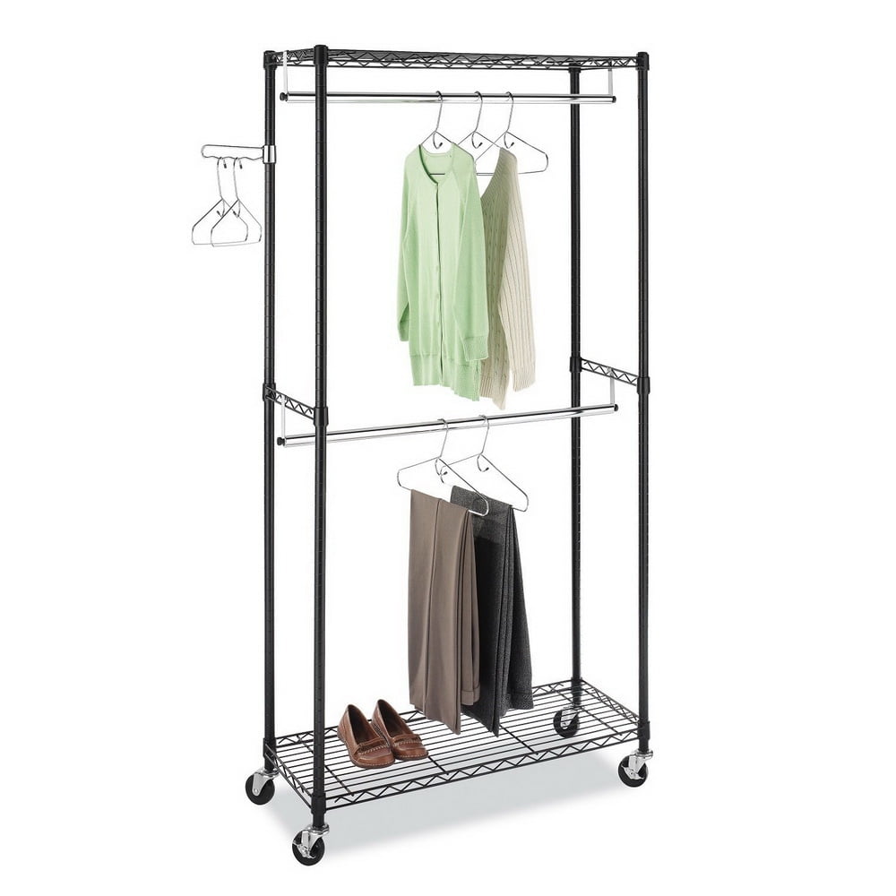 Rolling Clothing Rack with Wheels, Heavy Duty Hanging Garment Rack