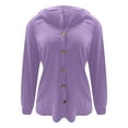 thumbnail image 4 of HJYCHN Womens Elegant Hooded Knit Cardigan Soft Lightweight Long Sleeve Sweater Comfortable Fall Winter Outerwear Top Purple XL, 4 of 5
